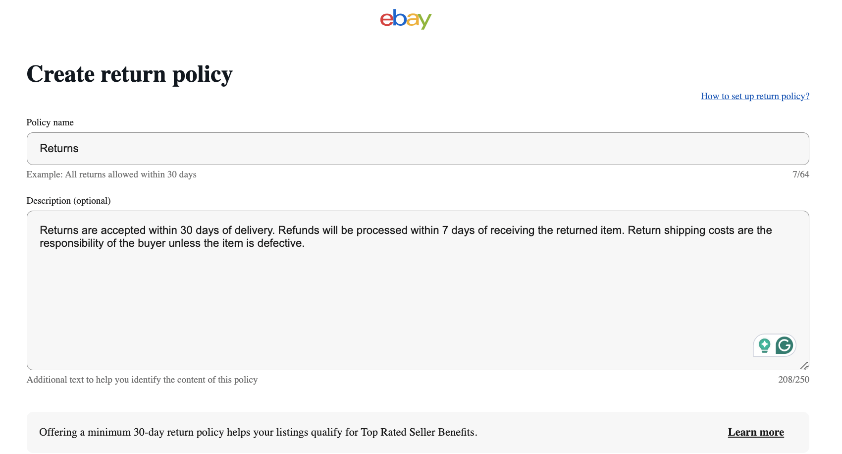 eBay Return Policy 1 -  