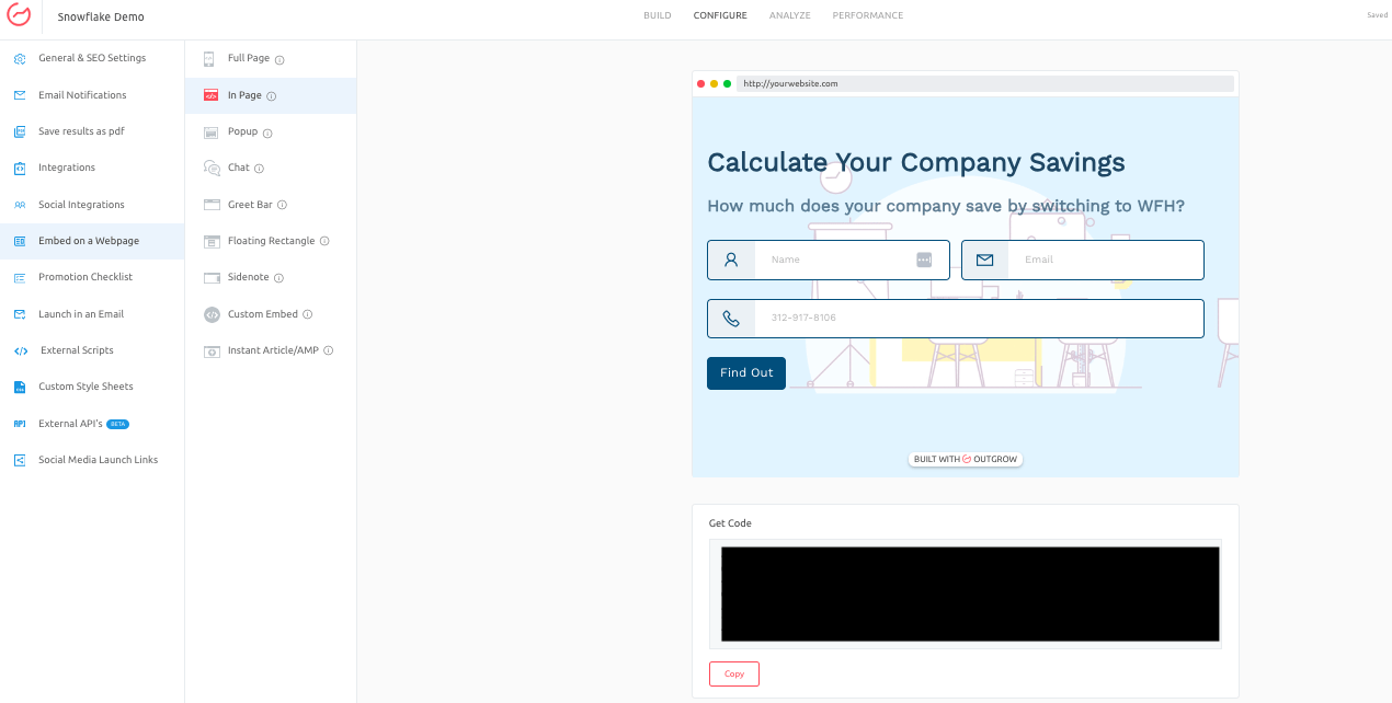 In-Page Embed Outgrow -  