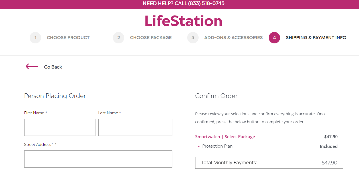 LifeStation Checkout Process -  