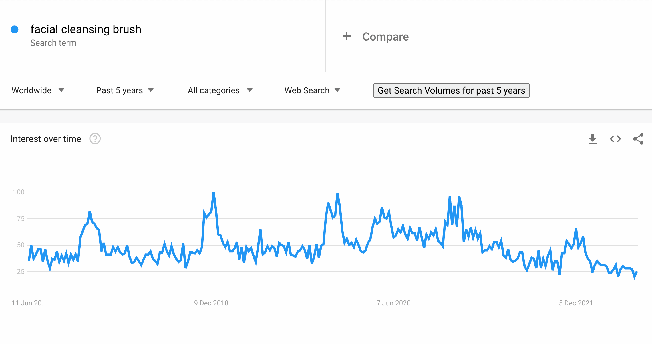 Facial cleansing brush on Google Trends