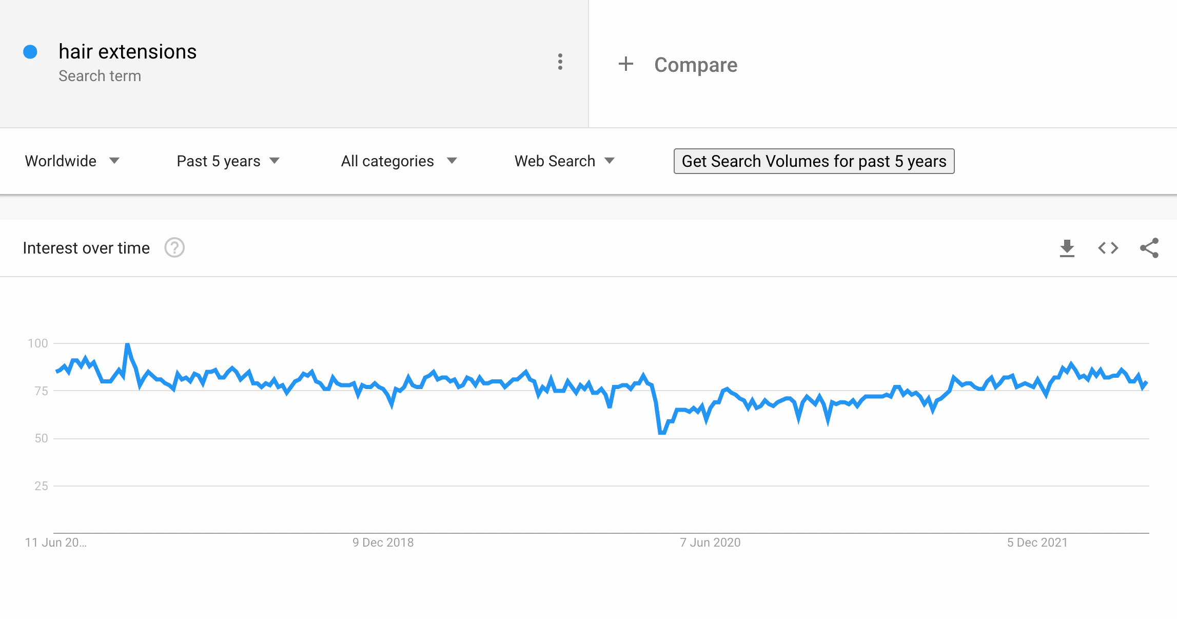 Hair extensions on Google Trends