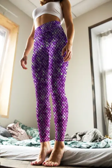 Purple Crystal Mermaid leggings -  